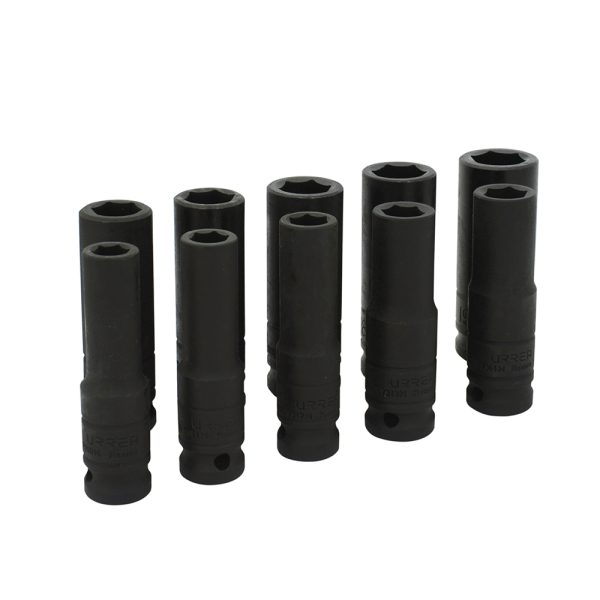 73212M - Juego de dados largos de impacto cuadro de 1/2", 6 puntas, métricos, 10 piezas Urrea
