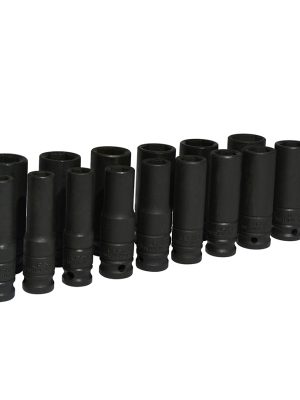 73214M - Juego de dados largos de impacto cuadro de 1/2", 6 puntas, métricos, 15 piezas Urrea