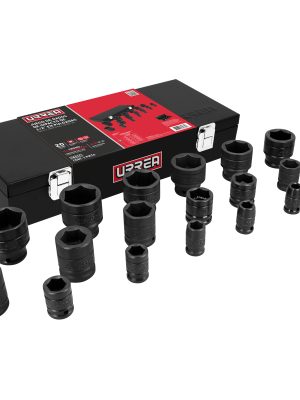 7401C - Juego de dados de impacto cuadro de 1/2", 6 puntas, en pulgadas, 19 piezas en caja Urrea