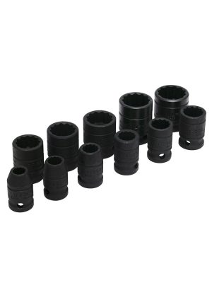 74101.jpg 74101 - Juego de dados de impacto cuadro de 1/2", 12 puntas, en pulgadas, 11 piezas Urrea