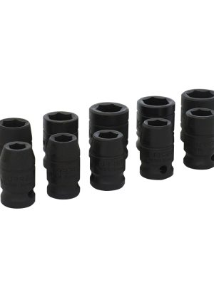 74202M - Juego de dados de impacto cuadro de 1/2", 6 puntas, métricos, 10 piezas Urrea