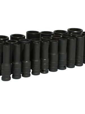 74216 - Juego de dados largos de impacto cuadro de 1/2", 6 puntas, métricos, 25 piezas Urrea