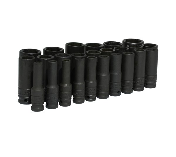 74216 - Juego de dados largos de impacto cuadro de 1/2", 6 puntas, métricos, 25 piezas Urrea