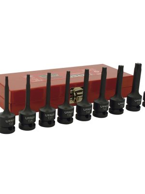 74400.jpg 74400 - Juego de dados de impacto con punta torx cuadro de 1/2", 9 piezas Urrea