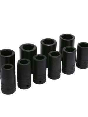 750010L - Juego de dados largos de impacto cuadro de 3/4", 6 puntas, en pulgadas, 10 piezas Urrea