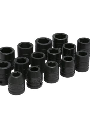 750015 - Juego de dados de impacto cuadro de 3/4", 6 puntas, métricos, 15 piezas Urrea