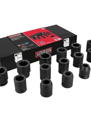 7501MC - Juego de dados de impacto cuadro de 3/4", 6 puntas, métricos, 15 piezas Urrea