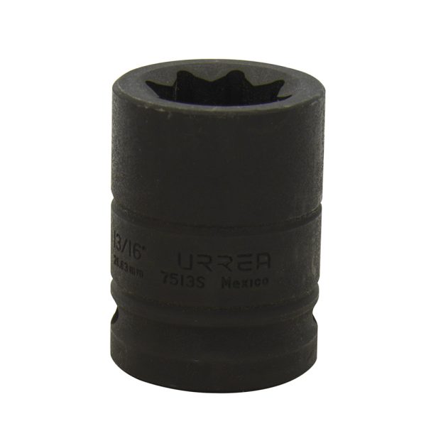 7513S - Dado de impacto cuadro de 3/4", 8 puntas, en pulgadas, 13/16" Urrea