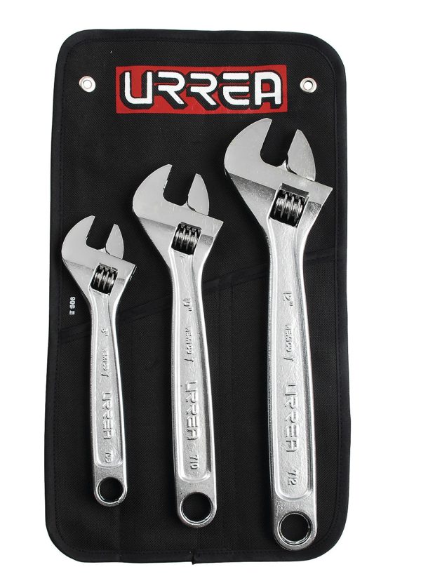 795.jpg 795 - Juego de llaves ajustables cromadas, 3 piezas en estuche Urrea