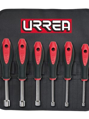 8200.jpg 8200 - Juego de destornilladores con mango bimaterial, de caja en pulgadas, 6 piezas en estuche Urrea