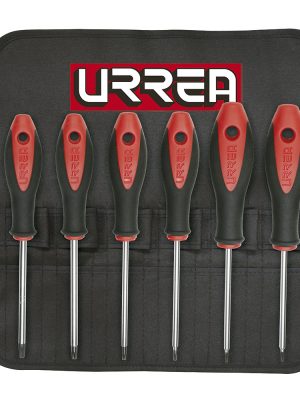 83W - Juego de destornilladores con mango bimaterial punta torx, 6 piezas en estuche Urrea