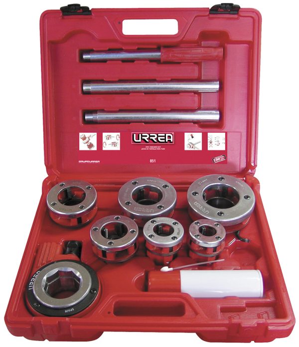 851 - Juego de tarraja para tubo de 1/2" a 2" NPT, 9 piezas Urrea