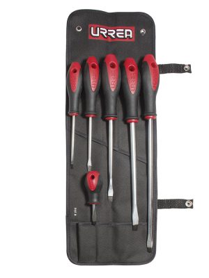 8600B - Juego de destornilladores con mango bimaterial combinados, 6 piezas en estuche Urrea