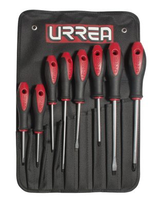 8600D - Juego de destornilladores con mango bimaterial combinados, 8 piezas en estuche Urrea