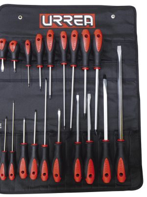 8600E - Juego de destornilladores con mango bimaterial combinados, 19 piezas en estuche Urrea