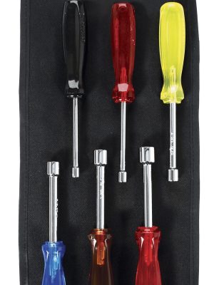 9200B.jpg 9200B - Juego de destornilladores con mango ámbar de colores, de caja en pulgadas, 6 pz en estuche Urrea