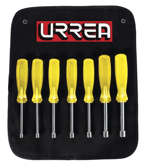 9230M.jpg 9230M - Juego de destornilladores con mango ámbar, de caja métricos, 7 piezas en estuche Urrea