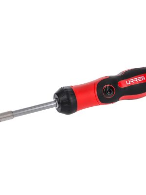 9307F - Destornillador con mango bimaterial de matraca flexible con puntas intercambiables 7 en 1 Urrea