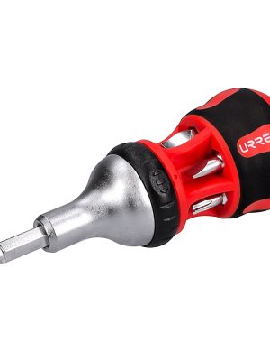 9308S - Destornillador con mango bimaterial de matraca con puntas intercambiables 7 en 1 Urrea