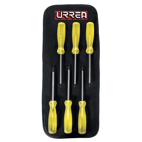 93W - Juego de destornilladores con mango ámbar punta torx, 6 piezas en estuche Urrea