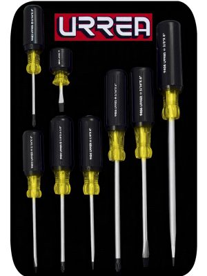 9400D.jpg 9400D - Juego de destornilladores con mango cushion grip, combinados, 8 piezas en estuche Urrea