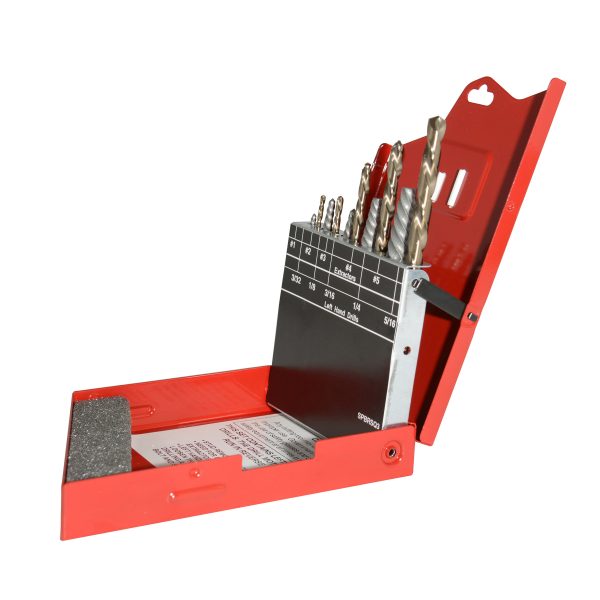 9500LD - Juego de brocas premium y extractores de acero de alta velocidad,10 piezas en caja metálic Urrea