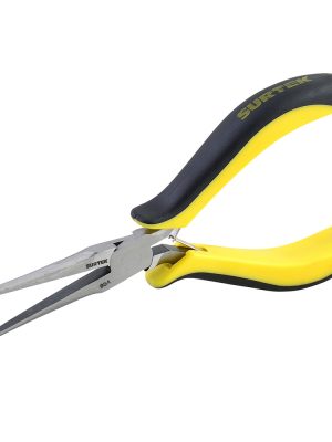 954 - Mini pinza para electrónica con mango bimaterial de 5-7/8" punta aguja Surtek