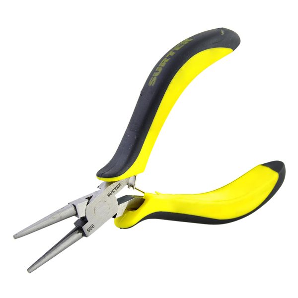956 - Mini pinza para electrónica con mango bimaterial de 4-3/4" punta redonda Surtek