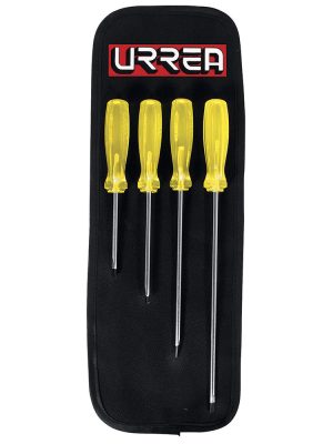 9600C - Juego de destornilladores con mango ámbar punta cabinet, 4 piezas en estuche Urrea