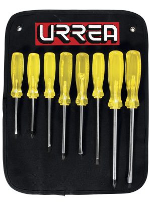 9600D.jpg 9600D - Juego de destornilladores con mango ámbar combinados, 6 piezas en estuche Urrea