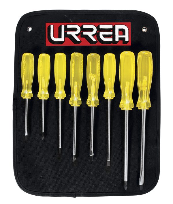 9600D - Juego de destornilladores con mango ámbar combinados, 6 piezas en estuche Urrea
