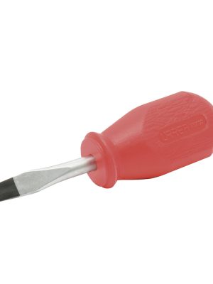 9652R.jpg 9652R - Destornillador con mango rojo, tipo trompo punta plana barra redonda 1/4" x 1-1/2" Urrea