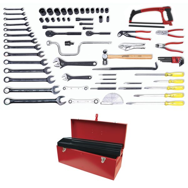 98121 - Juego industrial para mantenimiento de ferrocarril en pulgadas, 68 piezas con caja D7 Urrea