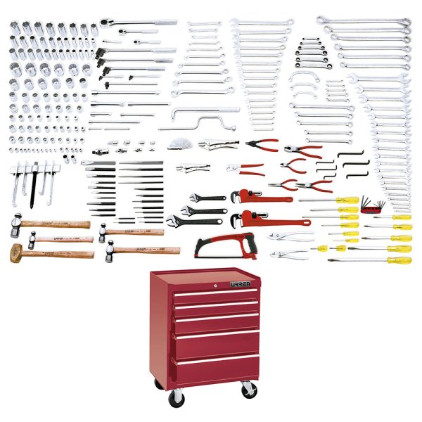 9908B.jpg 9908B - Juego maestro industrial en pulgadas 270 piezas, con gabinete EX27M5 Urrea