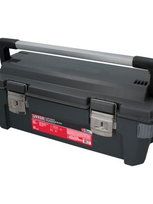 9921 - Caja portaherramientas plástica con broches metálicos color negro 25" x 11" x 10" Urrea