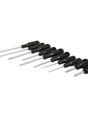 A02.jpg A02 - Juego de destornilladores con mango negro combinados, 10 piezas en blíster Foy