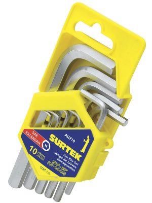 ALLF10.jpg ALLF10 - Juego de llaves hexagonales tipo "L", en pulgadas, 10 piezas en rack Surtek