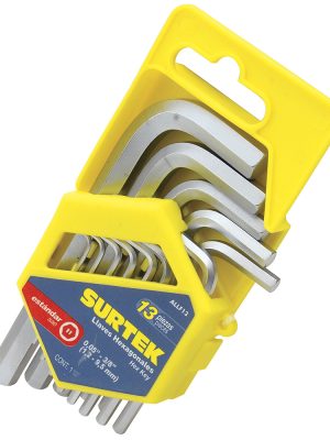 ALLF13 - Juego de llaves hexagonales tipo "L", en pulgadas, 13 piezas en rack Surtek