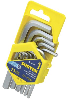 ALLF13M - Juego de llaves hexagonales tipo "L", métricas, 13 piezas en rack Surtek
