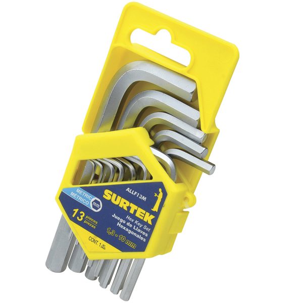 ALLF13M - Juego de llaves hexagonales tipo "L", métricas, 13 piezas en rack Surtek