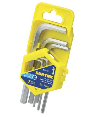 ALLF7M - Juego de llaves hexagonales tipo "L", métricas, 7 piezas en rack Surtek