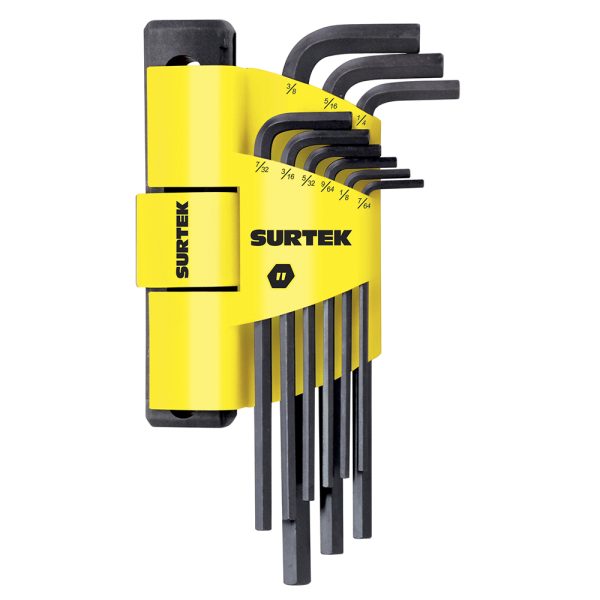 ALLFH9 - Juego de llaves extra largas hexagonales tipo "L", en pulgadas, 9 piezas en rack Surtek