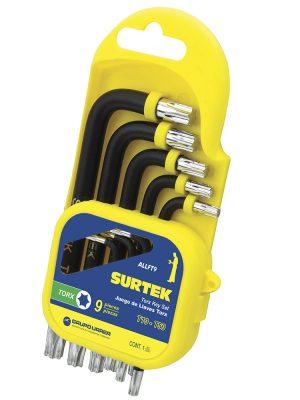 ALLFT9 - Juego de llaves hexagonales tipo "L", Torx, 9 piezas en rack Surtek