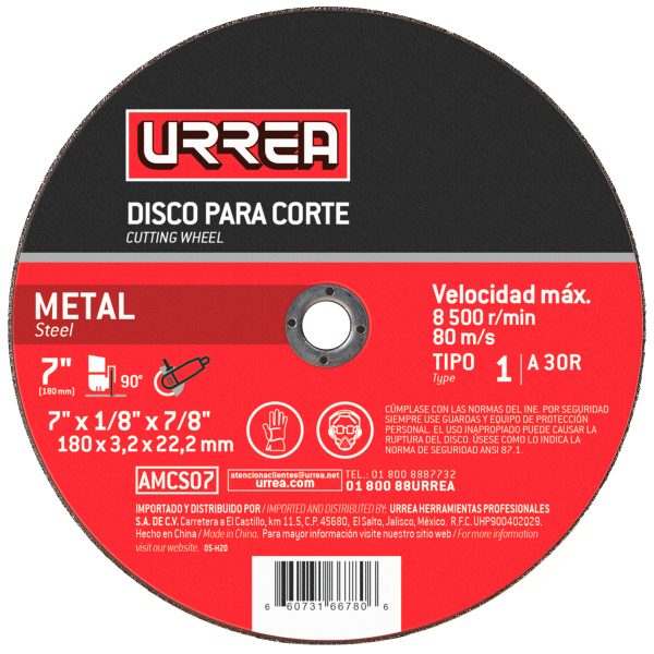AMCS04 - Disco abrasivo tipo 1 para metal 4-1/2" x 1/16" Urrea