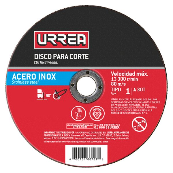 AMSD04 - Disco abrasivo tipo 27 para acero inoxidable 4-1/2" x 1/4" Urrea