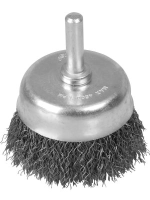 C306.jpg C306 - Carda copa trenzada alambre delgado 5" x 0.35 mm con rosca 5/8" Foy