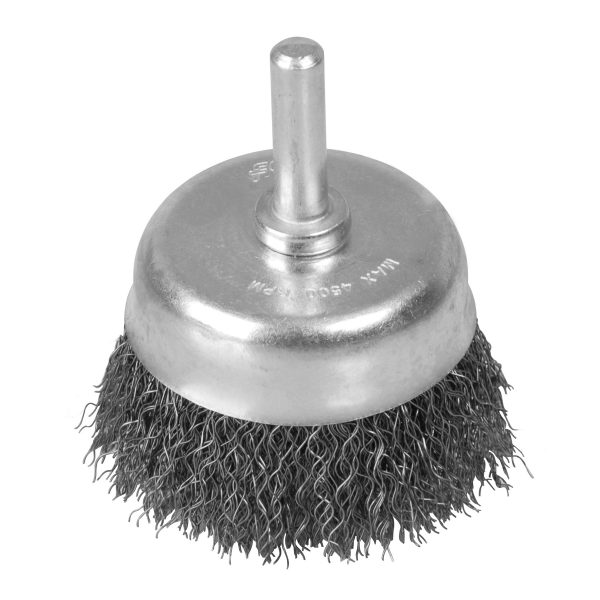 C306 - Carda copa trenzada alambre delgado 5" x 0.35 mm con rosca 5/8" Foy