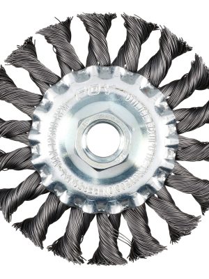 C325 - Carda circular trenzada alambre grueso 6" x 0.50 con rosca 5/8" Foy