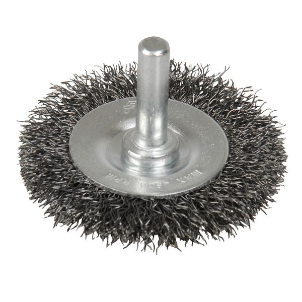 C327 - Carda copa ondulada alambre fino 2" x 0.17 mm con zanco 1/4" Foy