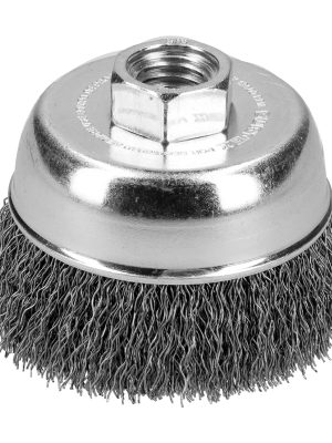 C500 - Carda copa ondulada alambre delgado 3" x 0.35 mm con rosca 5/8" Surtek